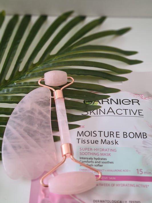 Rose Quartz Face Roller and Gua Sha set